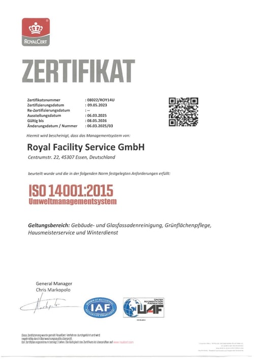 Umweltmanagement - Zertifikat 14001:2015 Umweltmanagement - Zertifikat 14001:2015